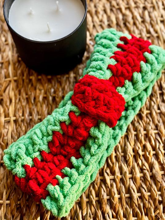 Handmade Christmas-Inspired Crocheted Ear Warmer
