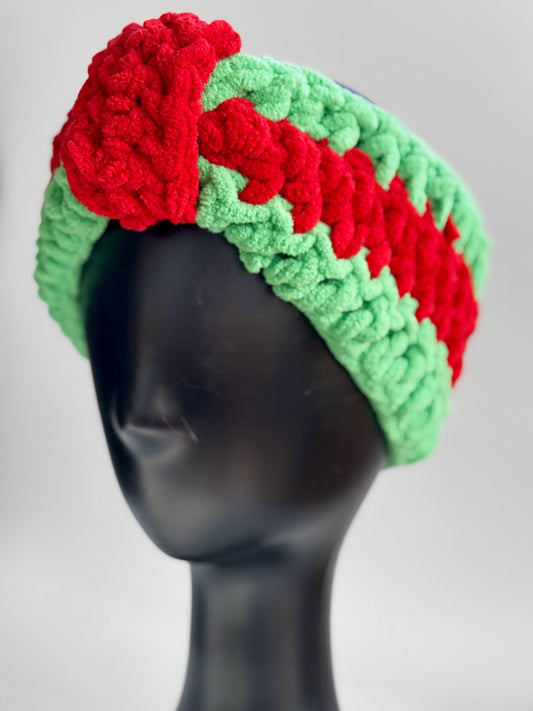 Handmade Christmas-Inspired Crocheted Ear Warmer