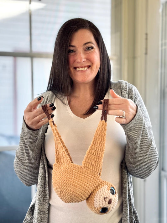 Crocheted Sloth Plant Hanger
